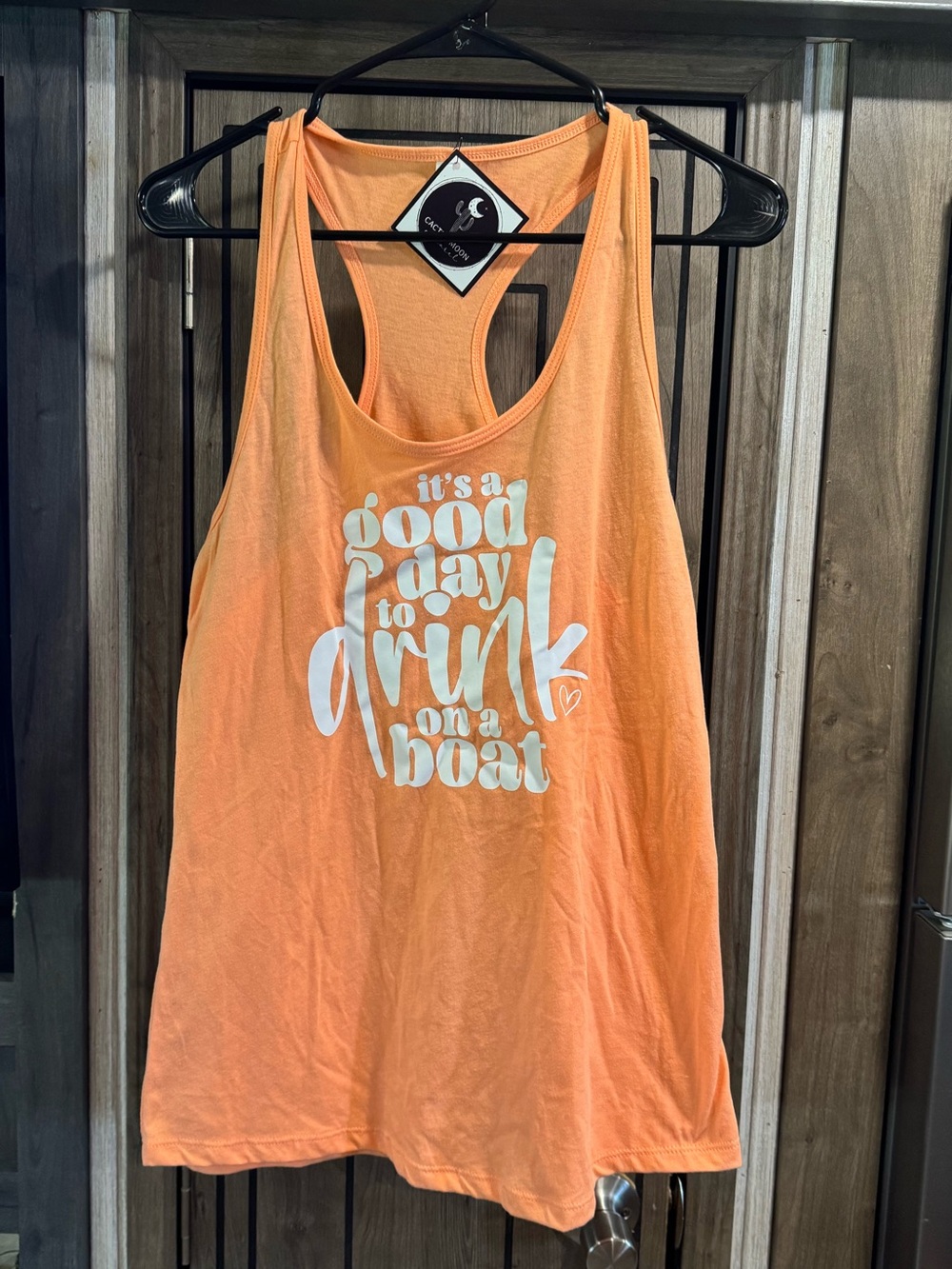 Women's Orange Graphic Racerback Tank Top - It's a Good Day Slogan